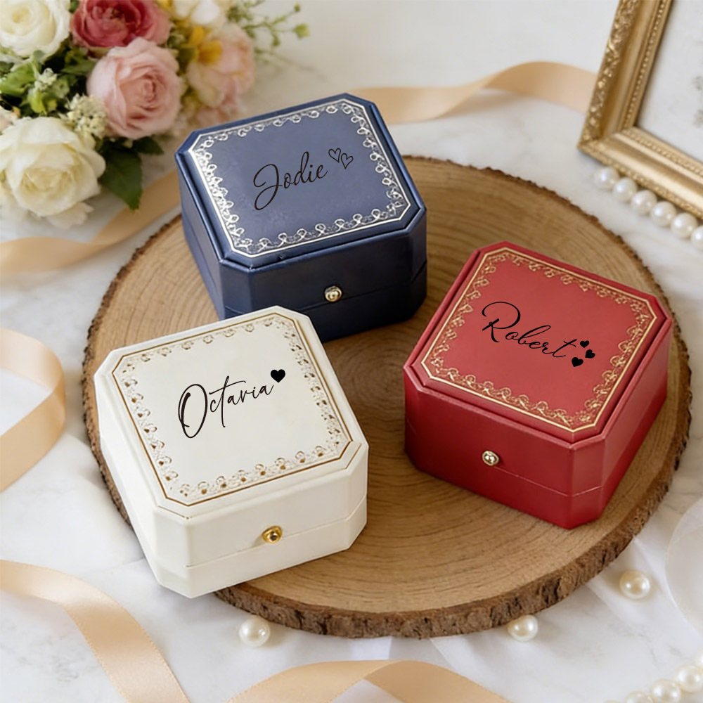 Jewelry Making Box - Gepersonaliseerde ringendoos van kunstleer met fluwelen