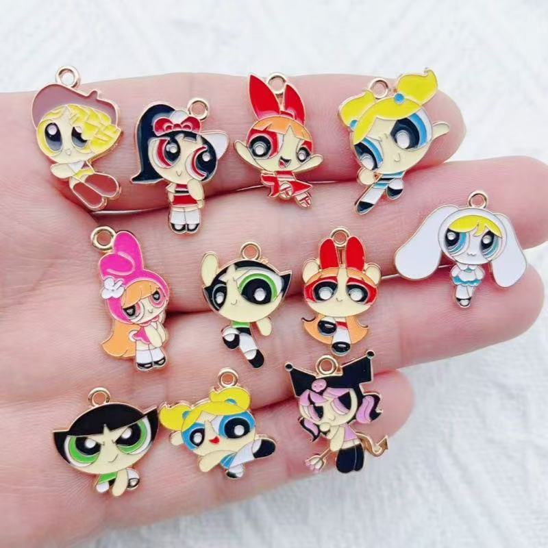 Jewelry Making Factory - 10 stuks legering olie-druppelende cartoon meisje