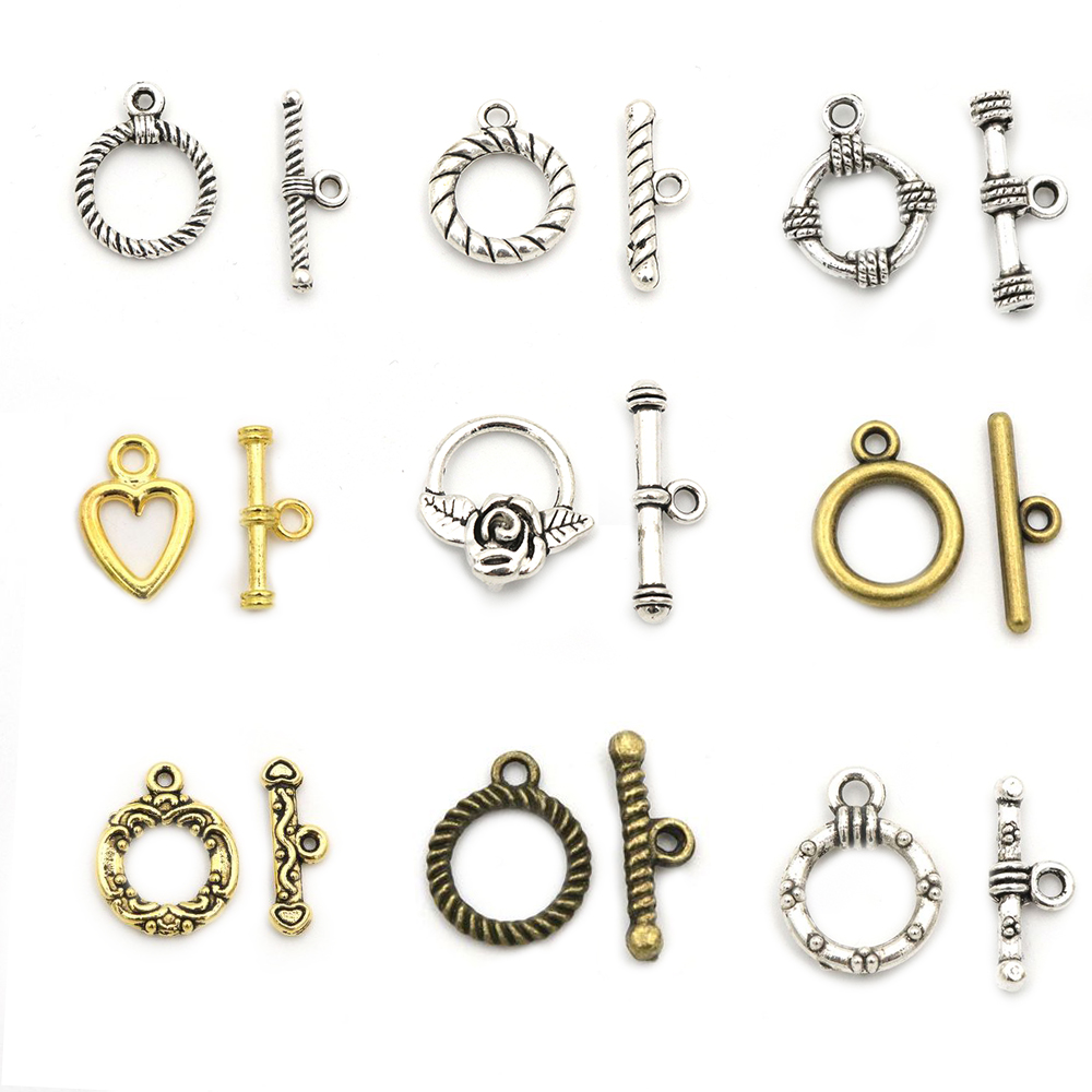 Toggle Clasp Gold - 10 Sets Gold-Plaat Zilver Kleur Hart