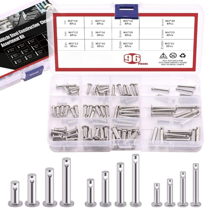Head Pin Assorted - 96 stuks 304 roestvrijstalen metrische gatpenningen