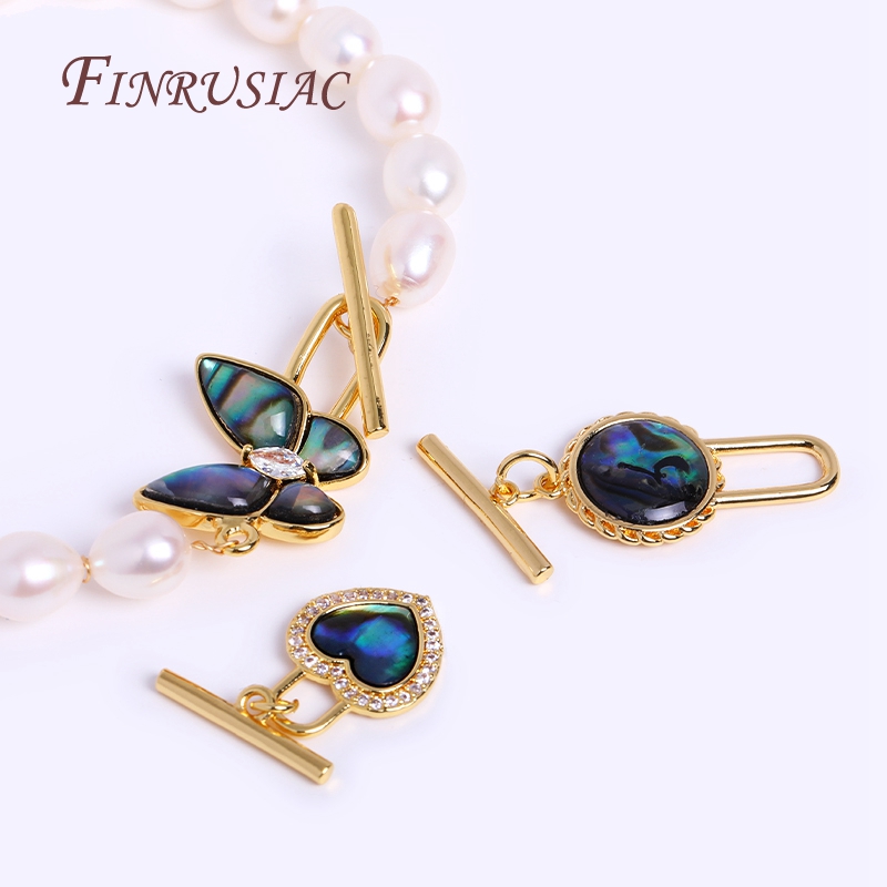 Toggle Clasp Gold - 3-stijl vergulde abalone schelp patroon OT