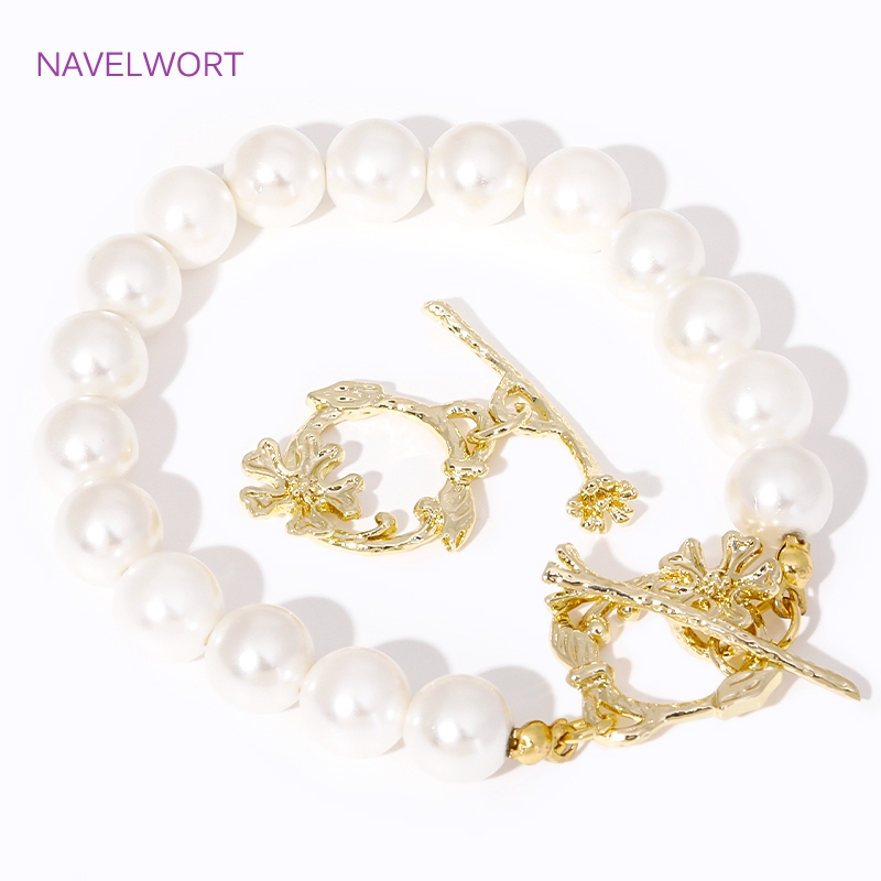 Toggle Clasp Gold - Trendy 18K vergulde bloemtak OT sluiting