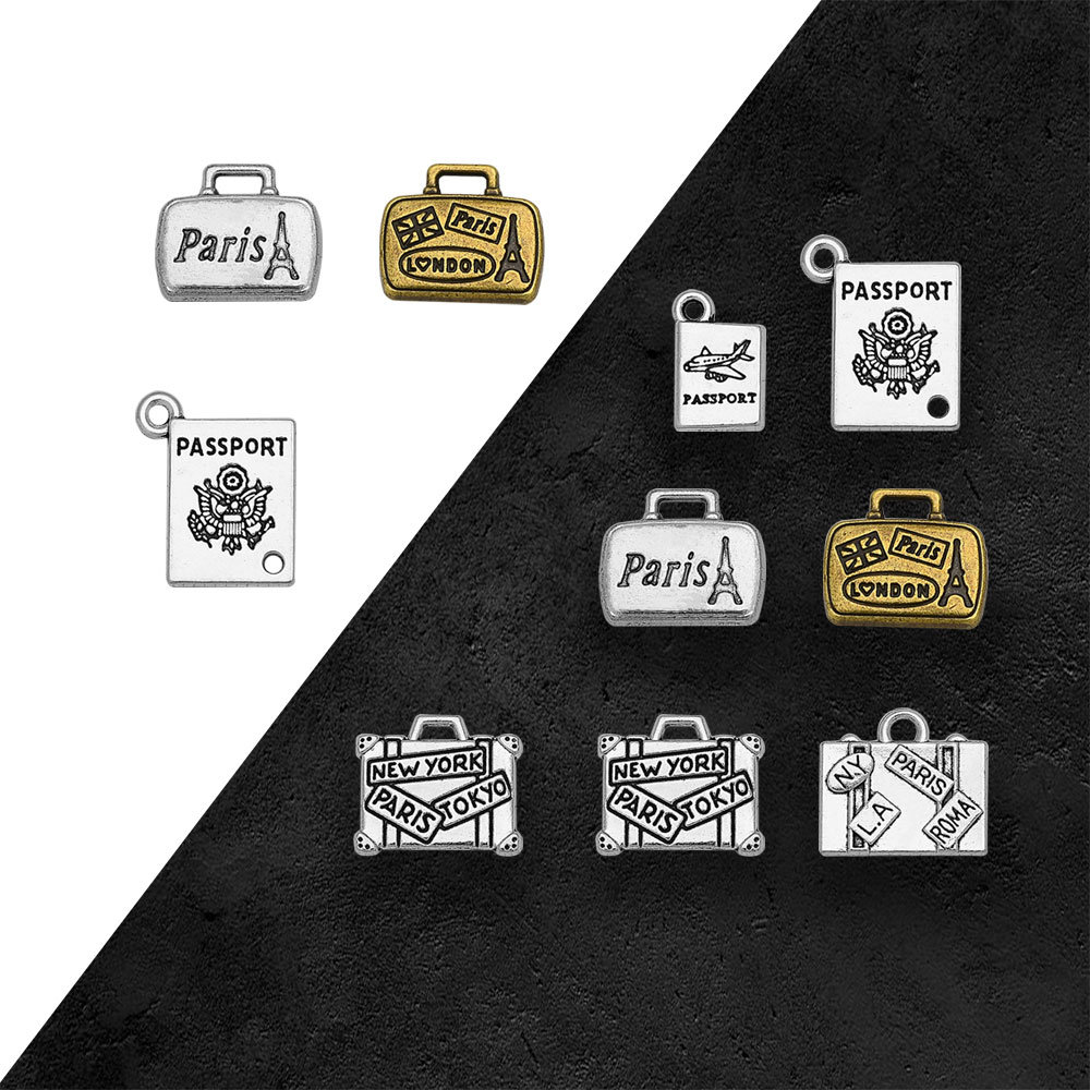 Jewelry Making London - Oud Zilver Koffer Paspoort Reizen Charms